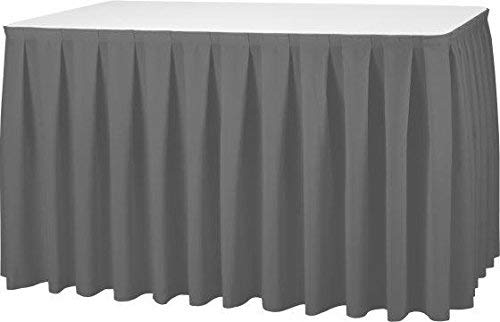 Gastro Uzal Skirting Excellent 520 x 73 cm anthrazit/grau Tischrock/Kellerfalte für die Tischgrößen 170 x 80 cm / Ø160 cm geeignet mit rückseitigem Klettband von Gastro Uzal