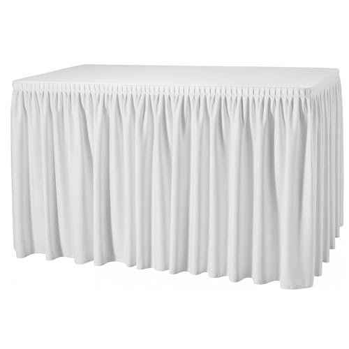 Gastro Uzal Skirting Plisseefalte für Catering Hochzeiten Gastronomie (Weiß, 410 x 73 cm) von Gastro Uzal
