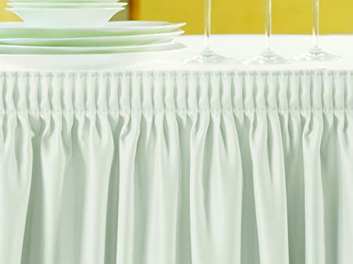 Gastro Uzal Skirting Tischdecke Weiß, Plisseefalte: 410 x 73 cm, Tablerock von Gastro Uzal