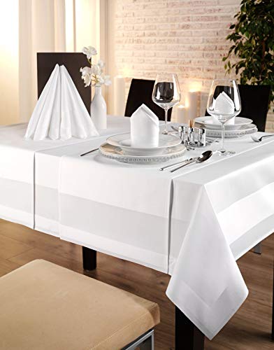 Gastro Uzal Tischtücher, Mitteldecke weiß 10 Stück, Tischset Damast, Gastronomie Tischdecken, Stoff Tischset, weiß mit Atlaskante (100x100 cm)… von Gastro Uzal