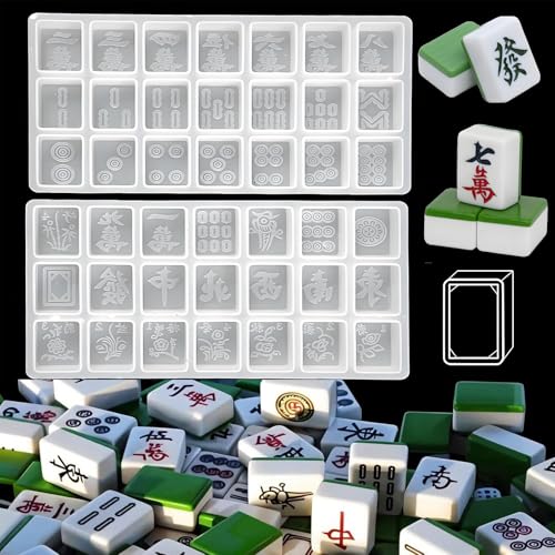Gasusen Mahjong Silikonform, chinesisches Mahjong-Fliesen-Set, Silikonformen, DIY, Mahjong-Spielformen für Epoxidharz, Gießen, Schmuckherstellung (42#) von Gasusen