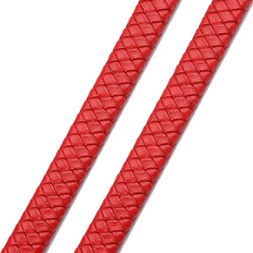 1 Meter Vintage Schwarz Braun Echtes Echtes Leder Kordeln 8mm 10mm 12mm Flaches Lederband for Armbänder Schmuckherstellung Entdeckungen (Color : Red, Size : 8mmWidth) von GatherTOOL