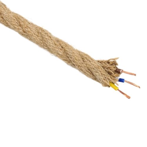 GatherTOOL 250 V 2-adriges 3-adriges Vintage-Hanfseil-Lampenkordel Juteseil verdrehtes Kabel, flexibler elektrischer Draht für DIY-Retro-Lichtleisten-Dekor (Farbe: 3 Kerne, Größe: 10 m) von GatherTOOL