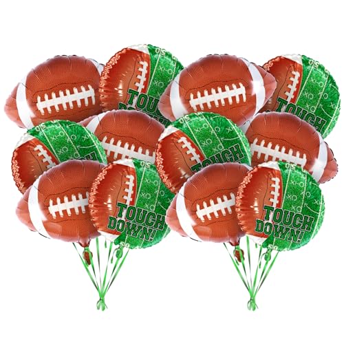 12 Stück Fußball Party Supplies Kit - 6 Feld & 6 Folien-Fußballballons für Geburtstagsfeier, Gameday Heckklappen & Sportthema Dekor von Gatherfun