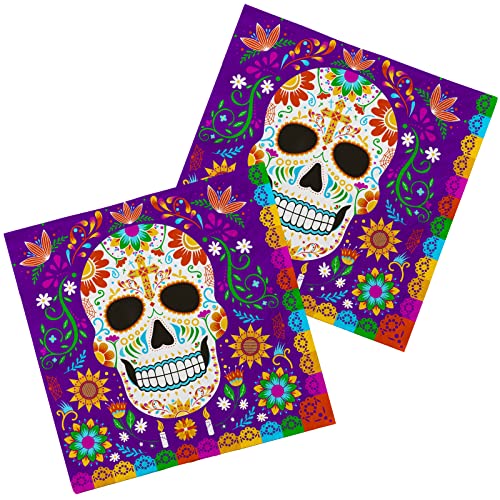 Day of the Dead Party Supplies Einweg-Papierservietten für Dia de Los Muertos, Partydekorationen, 50 Stück, Totenkopf-Design und lebendige Farben Day of the Dead Party Supplies Einweg-Papierservietten für Dia de Los Muertos, Partydekorationen, 50 Stück, Totenkopf-Design und lebendige Farben von Gatherfun