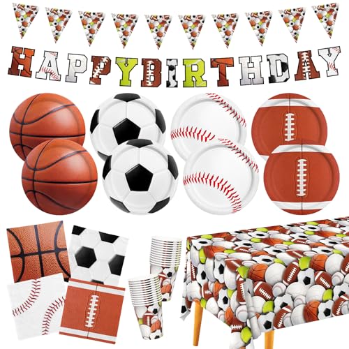 Sport Themed Birthday Party Kit for 24 - Includes Sports Banner, Tablecloth, Cups, Plates and Napkins for Boys Sports Theme Party Decorations Supplies Sport Themed Birthday Party Kit for 24 - Includes Sports Banner, Tablecloth, Cups, Plates and Napkins for Boys Sports Theme Party Decorations Supplies von Gatherfun