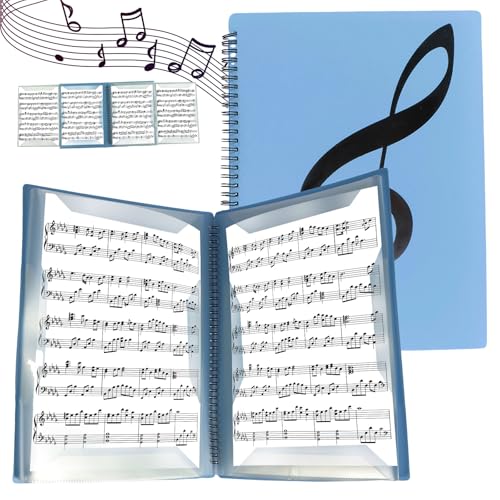 Gatphy Notenmappe A4 Größe, Chormappe 20 Fächer - 40 Seiten, Ringbuch Mappe Wasserdicht für Zeichnungen A4, Musikpartitur, Akten (32 * 24cm, Blau) von Gatphy