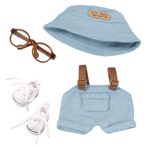 Puppenkleidung für 15 /17cm große Puppen-Blindboxen, Overall, Mütze, Brille,Schuh(Blau) von Gatphy