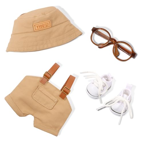 Puppenkleidung für 15 /17cm große Puppen-Blindboxen, Overall, Mütze, Brille,Schuh(Khaki) von Gatphy