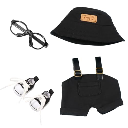 Puppenkleidung für 15 /17cm große Puppen-Blindboxen, Overall, Mütze, Brille,Schuh(Schwarz) von Gatphy