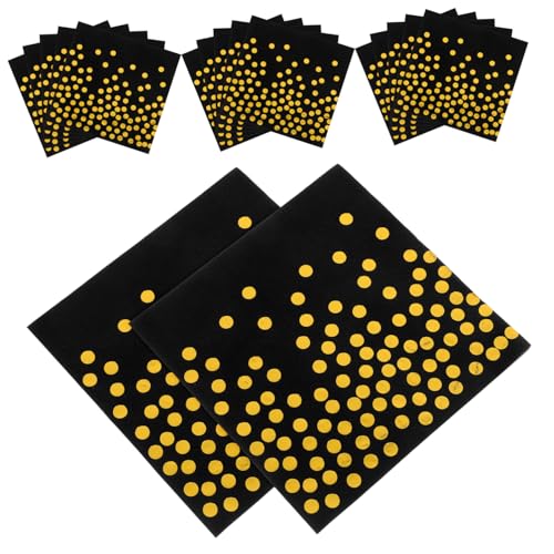 Gatuida 1 Heißpräge-Tupfenserviette Oh erste Geburtstag party zubehör party dekoration Feiertags-Cocktailservietten Cocktailservietten aus Papier jungfräulicher Zellstoff Black von Gatuida
