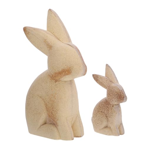 Gatuida 1 Paar Tierornamente aus Holz DIY Malerei Tierdekor Wohnkultur Weiß Kreativ rustikal Hase holzfiguren DIY Holztiere Tischdekoration aus Holz handwerk aus massivem holz Bambus von Gatuida