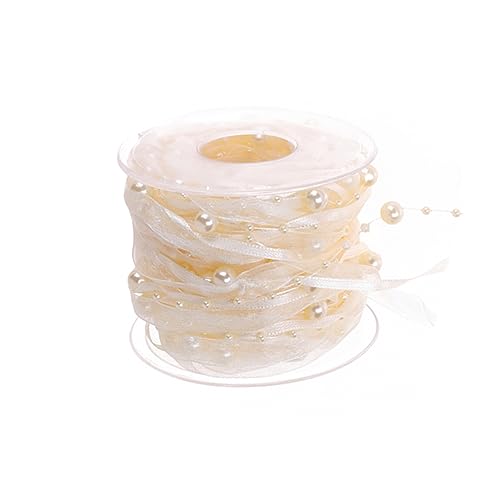 Gatuida 1 Rolle Dekoratives Perlenband für Hochzeitssträuße Beige Langlebig Vielseitig Einsetzbar für Diy Projekte und Partys Verleiht Romantische und Weihnachtsdekoration von Gatuida