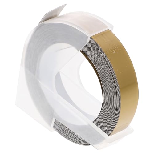 Gatuida 1 Rolle Embossed Label Tapes Gold Handbeschriftungsband für Etikettenprägegerät Selbstklebende Etiketten Langlebige und Reißfeste Beschriftungslösungen für DIY Projekte von Gatuida
