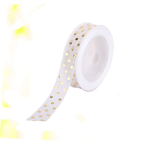 Gatuida 1 Rolle Glitzernde Punktierte Geschenkbänder Hot Stamping Rundes Deko Ribbon für DIY Schleifen für Partys Hochzeiten und Bastelarbeiten Weiß mit Silberpunkten von Gatuida