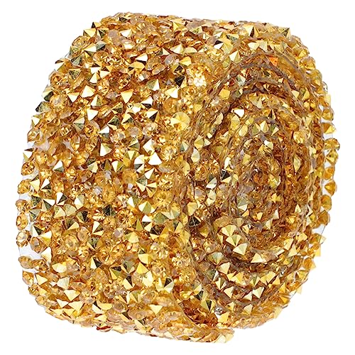 Gatuida 1 Rolle Klebebohrer Kleiderbänder Bling Wrap Strassband Schleife Diamantbänder Funkeln Bänder Für Haare Diy Kleiderband Diamant-bling-bänder Kleidung Diy Material Golden Glas von Gatuida