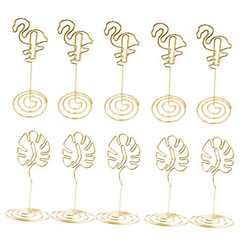 Gatuida 1 Satz 10 Stück Visitenkartenhalter Dekoration Flamingo-notizhalter Bilder Papier Tischklemme Hochzeitstisch Esstisch Für Memohalter Blumen- Inhaber Esstischdekor Gold Metall von Gatuida