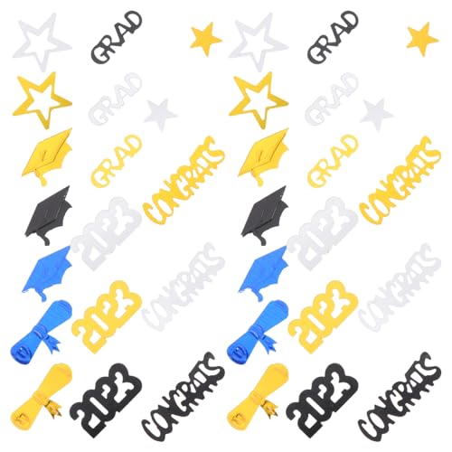 Gatuida 1 Satz Graduation Konfetti Dekoration für Abschlussfeiern Schwarz Gold Silber Tischstreudeko mit Doktorhut und Buchrollen für Fröhliche Partyatmosphäre von Gatuida