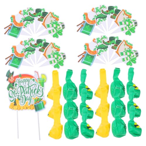 Gatuida 1 Satz Kleeblatt-partydekorationen Festival Grüne Kuchendekorationen St. Patricks Day Ballon Klein Dekorativ Ballon-kuchendekorationen St Patricks Day Dekorationen Gummi Green von Gatuida