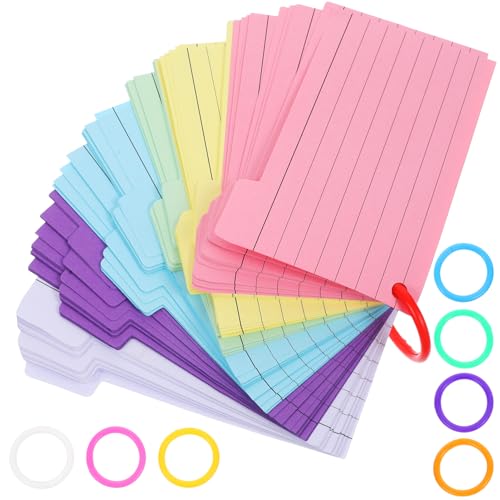 Gatuida 1 Satz Kleinformatige Notizkarten mit Binderingen für Büro Schule und Lernen Linierte Karteikarten Verschiedenen Farben für Notizen Studien und Inspiration Zufällige Farbe von Gatuida
