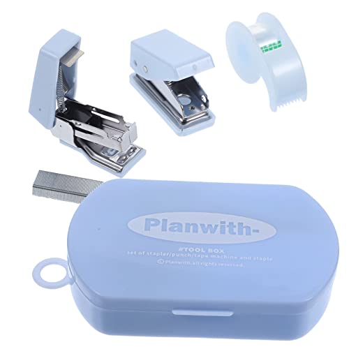 Gatuida 1 Satz Multifunktionales Handbuch Werkzeugset Cutter Heftgerät und Lochstanzer Tragbar und Leicht für Schule Büro und Scrapbooking Blau von Gatuida