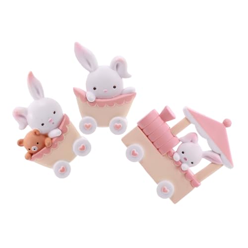 Gatuida 1 Satz Teiliges Set Lovely Rabbit Kuchenornamente Handbemalte Harz Dekoration für Partys Geburtstagskuchen und Tischdekoration Weiß von Gatuida