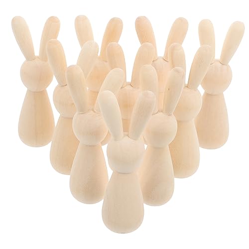Gatuida 1 Satz Unbemalte Holzfiguren Diy Kaninchen Puppen Naturholz Bastelmaterial Für Kreative Dekorationen Und Geschenkideen Für Erwachsene 10 Stück von Gatuida