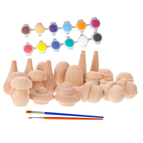 Gatuida 1 Satz Unvollendeten Holzpilzen für DIY Projekte Kreative Bastelblöcke Buchenholz mit Farben für Kindergeburtstage und Bastelideen Zufällige Farbe Zufällige Farbe von Gatuida