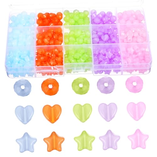 Gatuida 1 Schachtel Bunte Herz Stern perlen Großpackung mit Großen Bohrungen Glänzende Schmuck Spacer Bastelperlen für DIY Armband Halskette Anhänger Schmuckherstellung von Gatuida