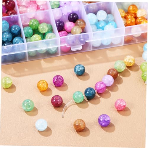 Gatuida 1 Schachtel Crackle Glasperlen mit Aufbewahrungsbox Facettierte Bunte Perlen für Schmuckherstellung Armbänder Halsketten DIY Bastelperlen für Mädchen und Bastler von Gatuida