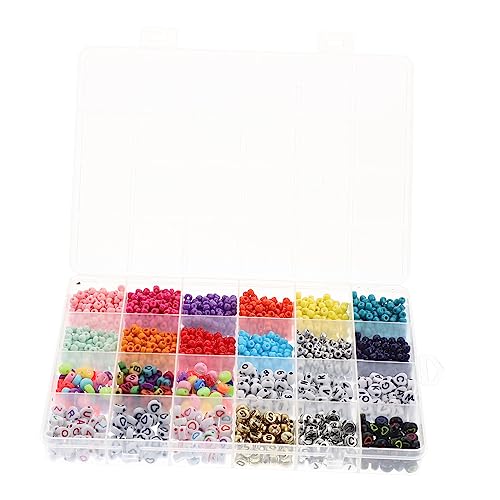 Gatuida 1 Schachtel Fächer Aufbewahrungsbox mit Soliden Lackierten Buchstabenperlen für DIY Schmuckherstellung Runde Glasperlen für Armbänder Langlebig und Glatt für Bastelprojekte und von Gatuida