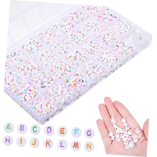 Gatuida 1 Schachtel Farbige Buchstabenperlen Inklusive Elastischem Kristallfaden Vielseitig für Armbänder Halsketten Freundschaftsarmbänder und DIY Schmuckherstellung Kreative von Gatuida