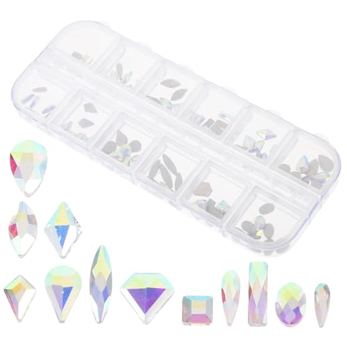 Gatuida 1 Schachtel Nail Art Strasssteine Fächer Box DIY Nageldekorationen Flache Rückseite Glitzersteine für Nägel und Langlebig Leicht Vielseitig Einsetzbar von Gatuida