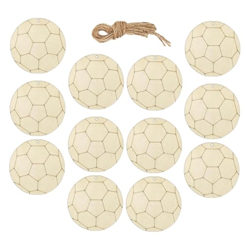 Gatuida 1 Set Fußball Ornament Anhänger Herbst Fußball Bastelarbeiten Unbehandelte Holzverzierungen Bemalbare Ornamente Holzornament Rohlinge Holzanhänger Bastelausschnitt von Gatuida