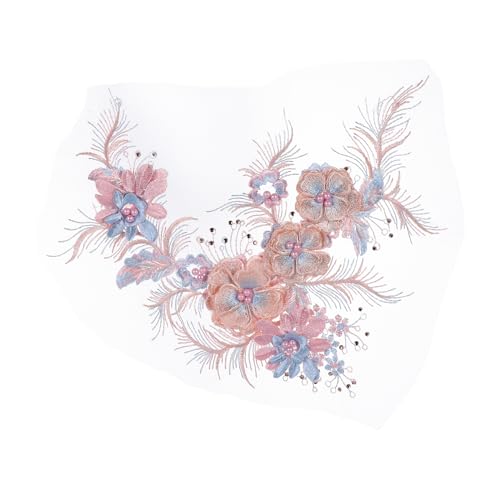 Gatuida 1 Stück Einzigartiger Handgefertigter Blüten Stickerei Patch mit Perlen für Hochzeitsaccessoires und Bekleidungsdekoration Blau von Gatuida