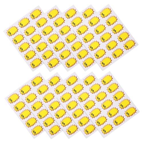 Gatuida 10 Blatt Preisschilder für Flohmärkte Selbstklebende Preisetiketten aus Robustem für Einzelhandel pro Blatt Vielseitig Einsetzbar von Gatuida