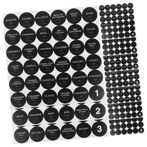 Gatuida 10 Blatt Runde Gewürzetiketten Selbstklebend Vorbedruckt für Küchengewürze Aufkleber zur Einfachen Sortierung von Gewürzgläsern und Lebensmittelbehältern Vielseitig und Langlebig von Gatuida