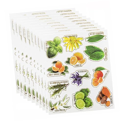 Gatuida 10 Blatt Teiliges Set Selbstklebende Wasserfeste Etiketten für Flaschen Aromatherapie und Ätherische Öle Vielseitig als Kosmetik und Lebensmittelaufkleber Einfache Organisation von Gatuida