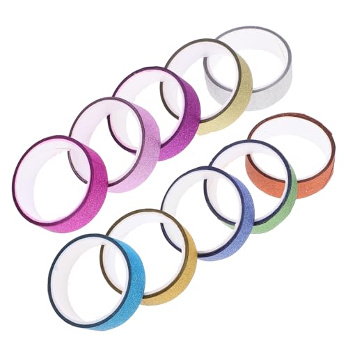 Gatuida 10 Rollen Glitzer Washi Tape DIY Dekorative Klebebänder mit Verschiedenen Mustern für Scrapbooking Handarbeiten und Journaling für und Bastelprojekte von Gatuida