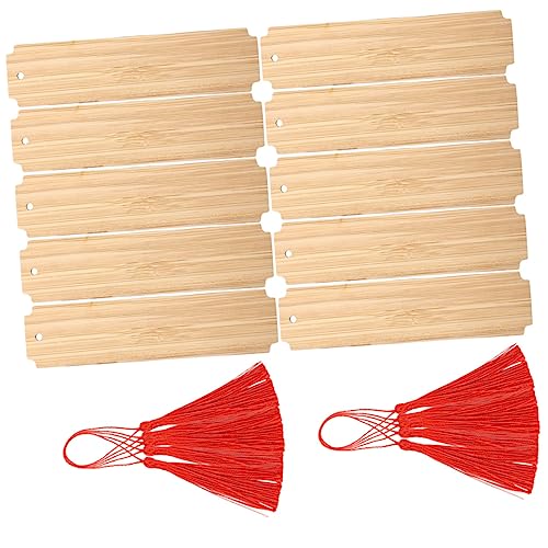 Gatuida 10 Sätze Diy Holz Lesezeichen Bemalen Blanko Bookmarks für Basteln und Dekoration Dünne Handgefertigte Seitenmarker mit Roten Quasten für Leser und von Gatuida