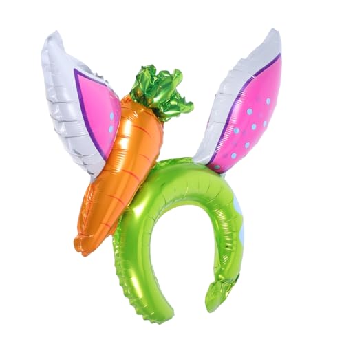 Gatuida 10 Stück Aufblasbare Hasenohren-Kopfbedeckung Karikatur Stirnband mit Karottenohren Kindergeburtstag Dekoration Karotten Luftballons tierische stirnbänder Osterhasen-Ohr-Stirnband von Gatuida