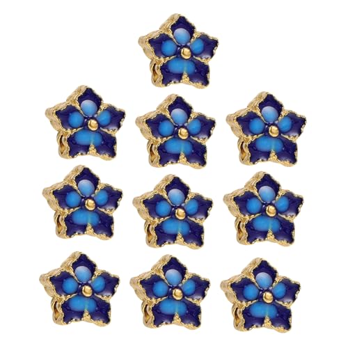 Gatuida 10 Stück Blaue Legierungs perlen mit Doppelseitigem Fünfblättrigem Blumen anhänger DIY Schmuck Spacer Beads für Ohrringe Armbänder und Bastelarbeiten von Gatuida