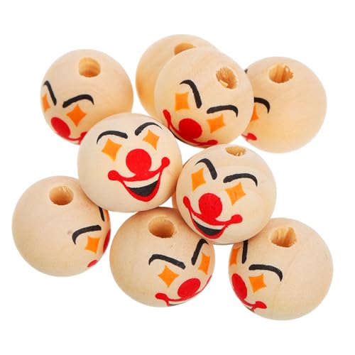 Gatuida 10 Stück Clown Holzperlen für DIY Schmuckzubehör Gesichtsperlen für Armbänder Ohrringe Kreatives Basteln für Junge Mädchen von Gatuida