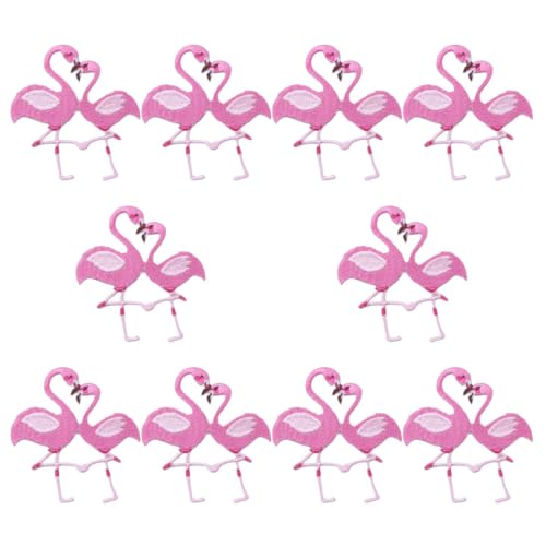 Gatuida 10 Stück Flamingo Aufnäher Teiliges Gestickte Bügelflicken für Kleidung Hüte und DIY Projekte Einfach Anzubringen Langlebig und Farbenfroh für Handarbeiten von Gatuida