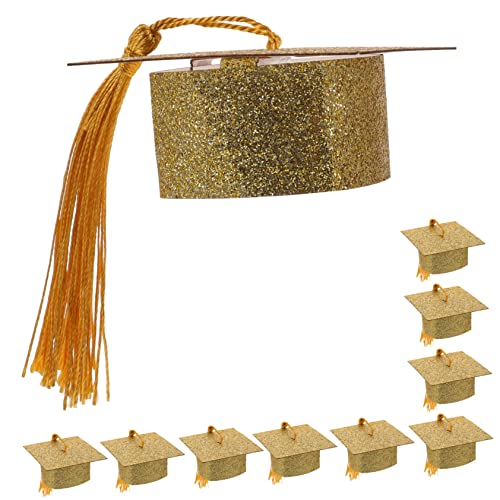 Gatuida 10 Stück Goblet Deckel Kelchdeckel Kelch Stecker Abschlusshut Flaschendeckel Abschlussbecherdeckel Wein Mini Grad -Party -Dekoration Kelchhülle für Abschlussfeier Papier Golden von Gatuida