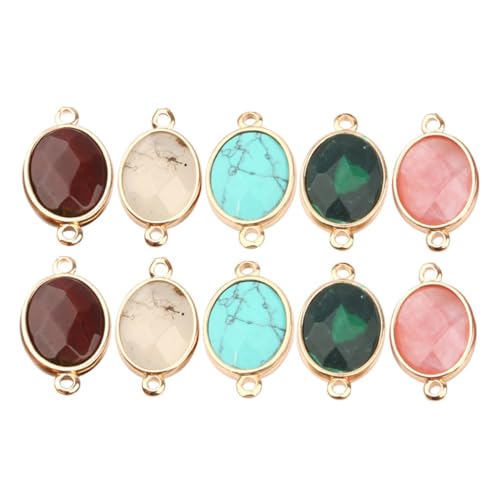 Gatuida 10 Stück Halbedelstein Schmuckverbinder Natürliche Facettierte Ovale Verbindungselemente Sichere Befestigung für Armbänder Halsketten DIY Schmuckherstellung Zufällige Farbe von Gatuida