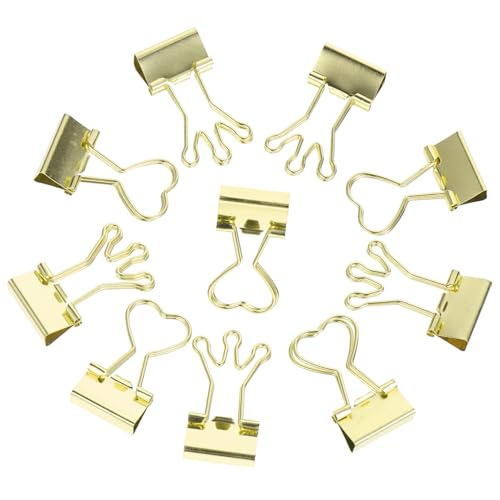 Gatuida 10 Stück Herz Binderclips Bunte Büroklammern für Dokumente Notizen und Bastelarbeiten Robuste Metallclips Herz und Kronenform Organisieren von Unterlagen von Gatuida