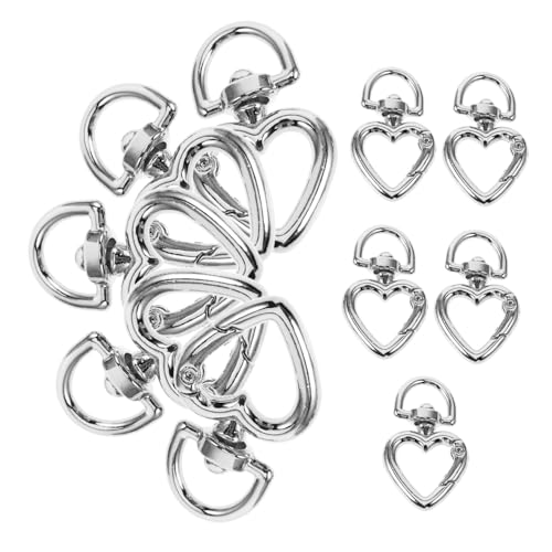 Gatuida 10 Stück Herzförmige Metall Spring D Ringe Schlüsselanhänger Karabiner aus Langlebiger Korrosionsbeständig Kompakt Leicht für Schlüssel und Kleine Gegenstände von Gatuida