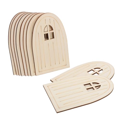 Gatuida 10 Stück Holzelf -Tür unbemalt klein winzig Dekorationen lackierbar Minitür Handwerk Feentor Fairys Türen Feentür für die Wand Holzbretter Holzpuppenhaus Weihnachtself Tür Beige von Gatuida