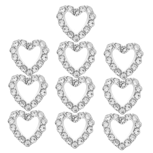 Gatuida 10 Stück Kleine Herzförmige Nagel Charms aus Robustem Zinklegierung mit Hohlem Design Vielseitige Nageldekorationen für Frauen für DIY Maniküre und Professionelle Nail Art von Gatuida